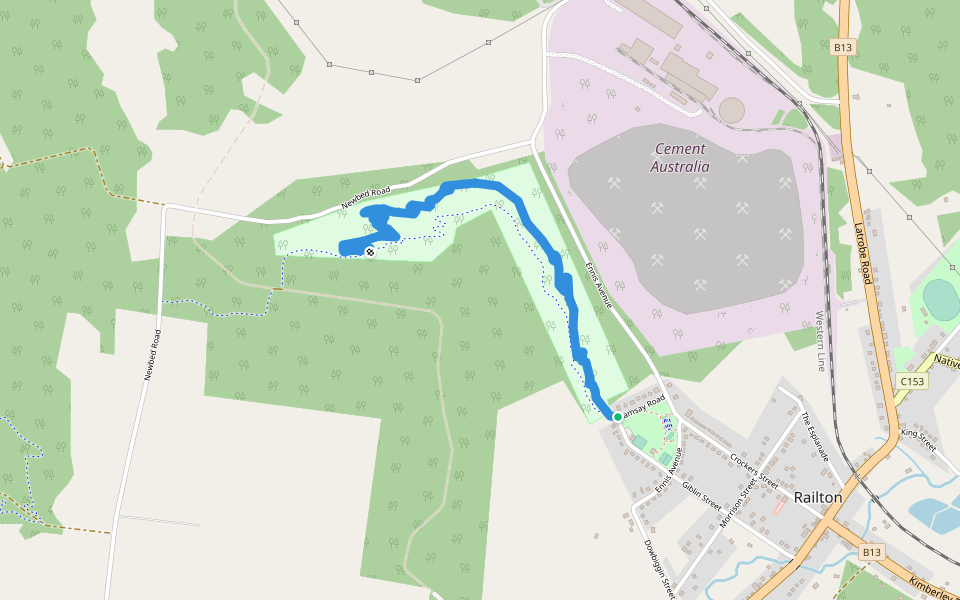 Teleport walking route map in Railton