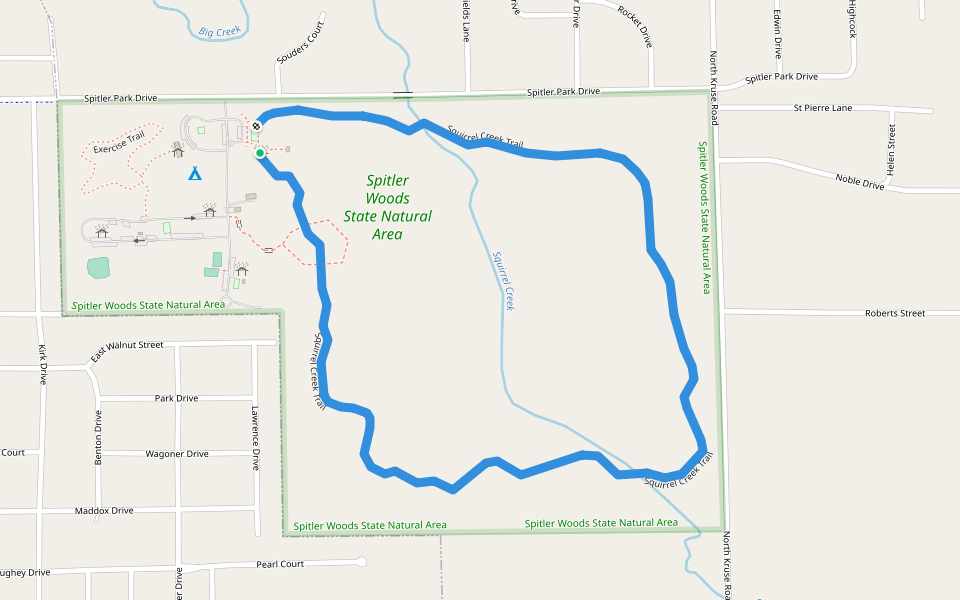 Squirrel Creek Trail walking route map in Mount Zion