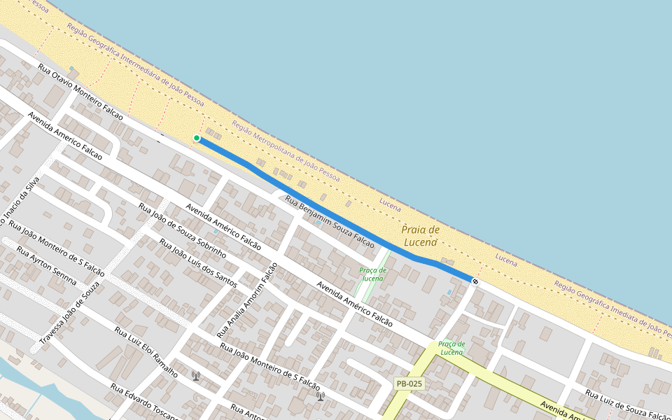 Rua Benjamim Souza Falcao walking route map in Lucena