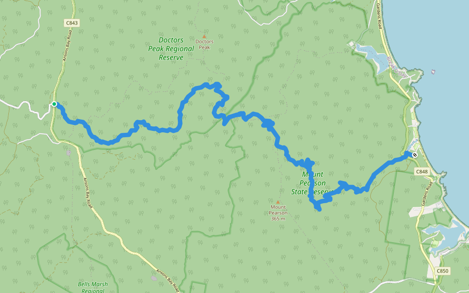 Bay of Fires Trail walking route map in Goshen