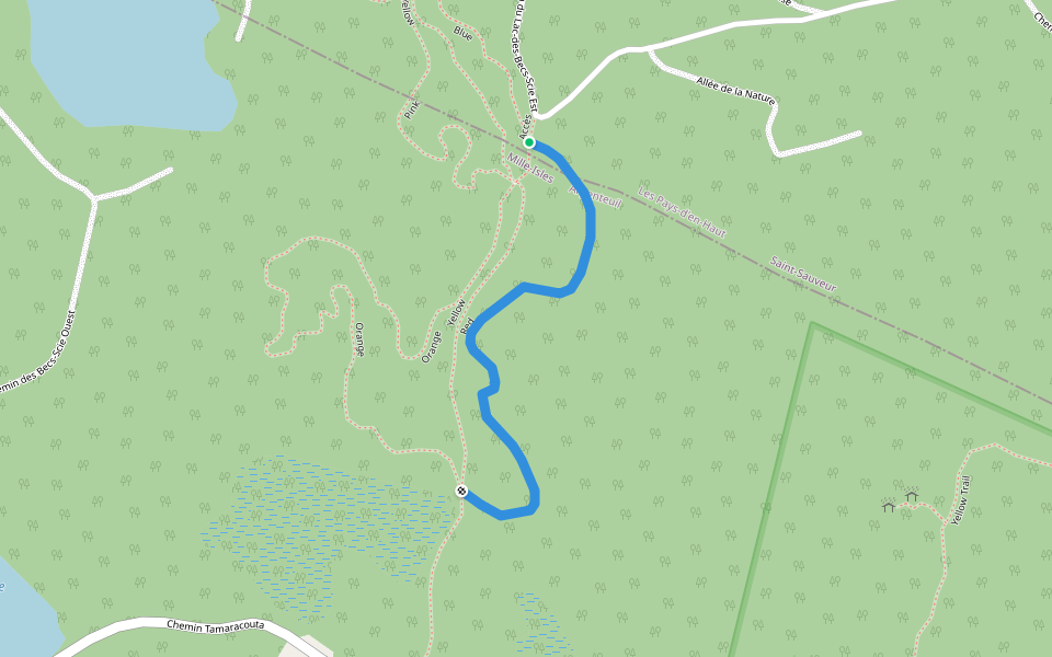 Red walking route map in Saint-Sauveur