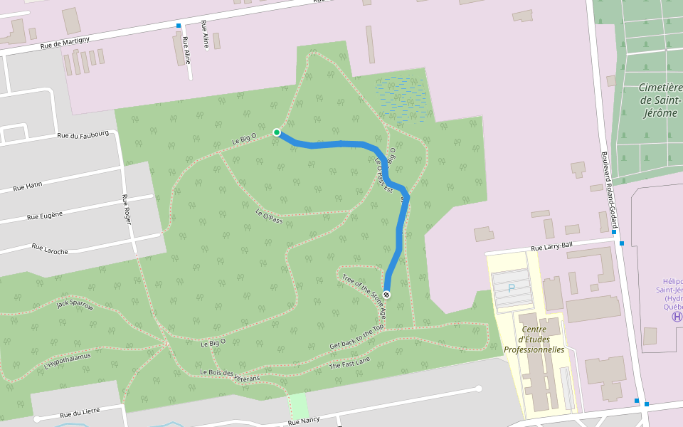 Le O'Pass Est walking route map in Saint-Jérôme