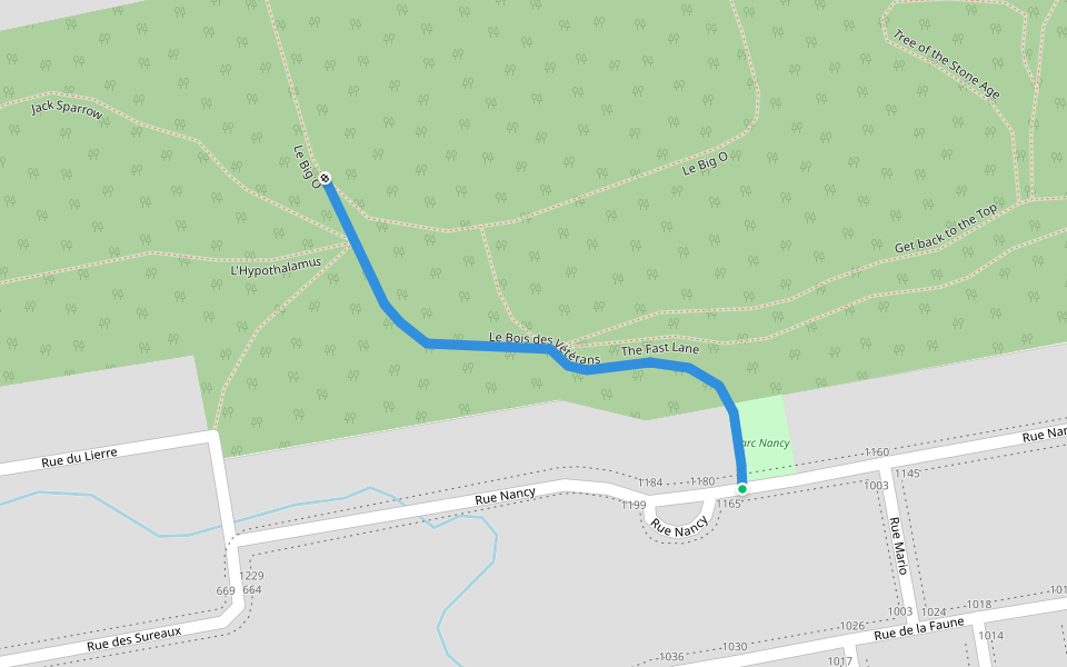 Le Bois des Vétérans walking route map in Saint-Jérôme