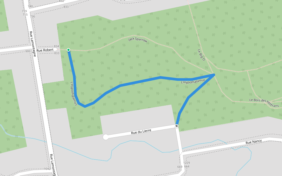L'Hypothalamus walking route map in Saint-Jérôme