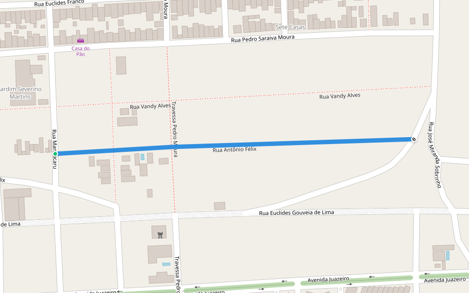 Rua Antônio Félix walking route map in Patos