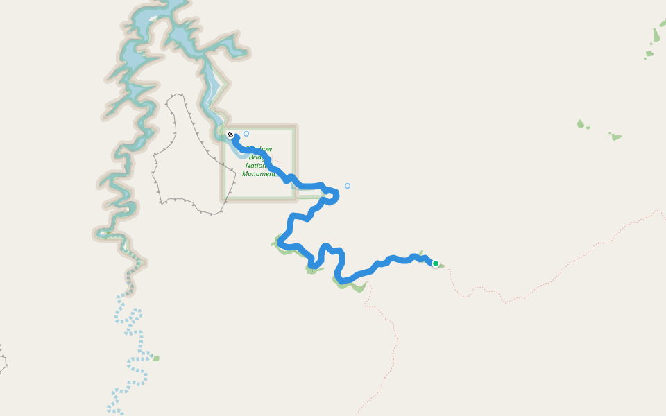 Navajo Mountain -- Rainbow Bridge Trail North walking route map in Tonalea