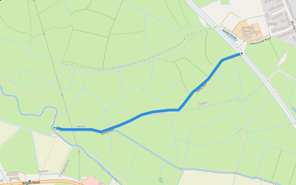 Gang Wall walking route map in Hewish