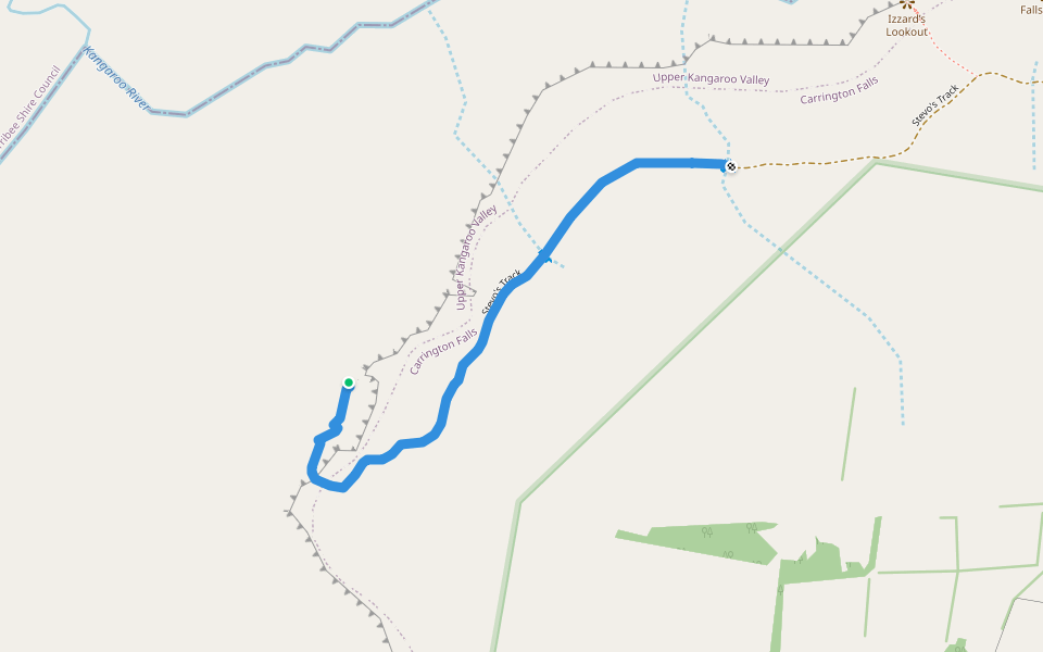 Stevo's Track walking route map in Carrington Falls