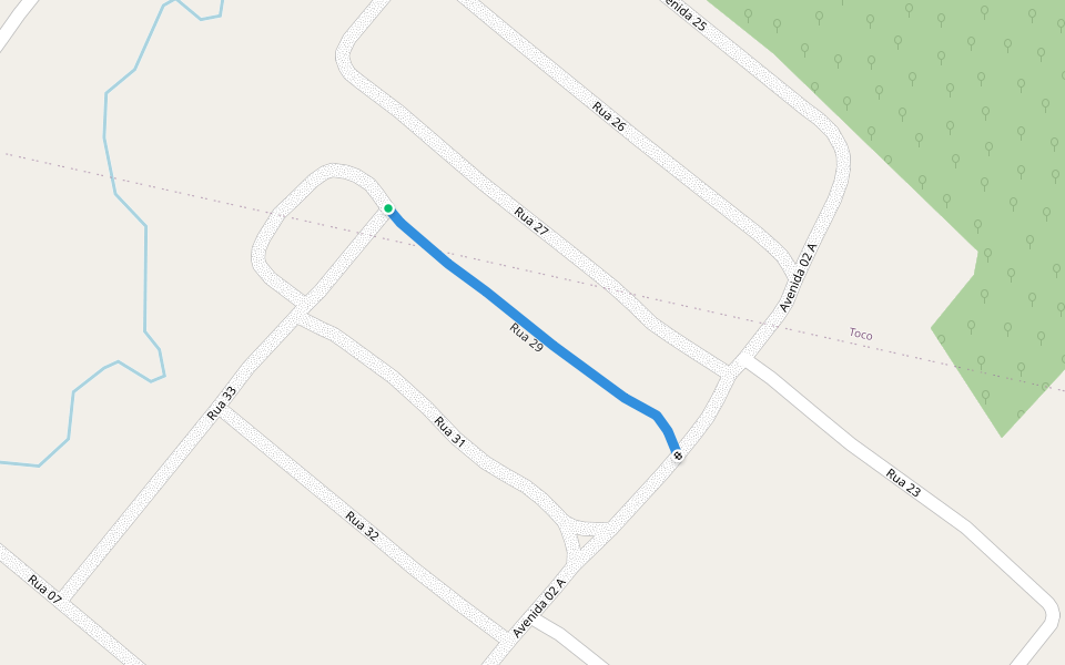 Rua 29 walking route map in Caucaia