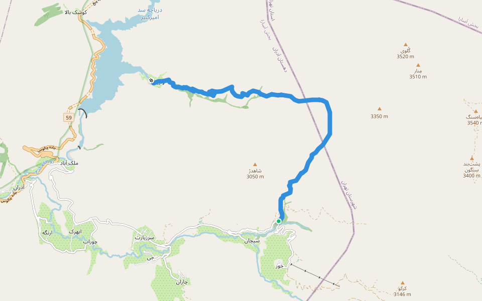 سیجان - واریان walking route map in Sijan