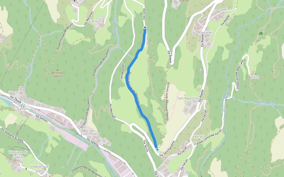Strada vicinale dei Meceneri walking route map in Crespadoro