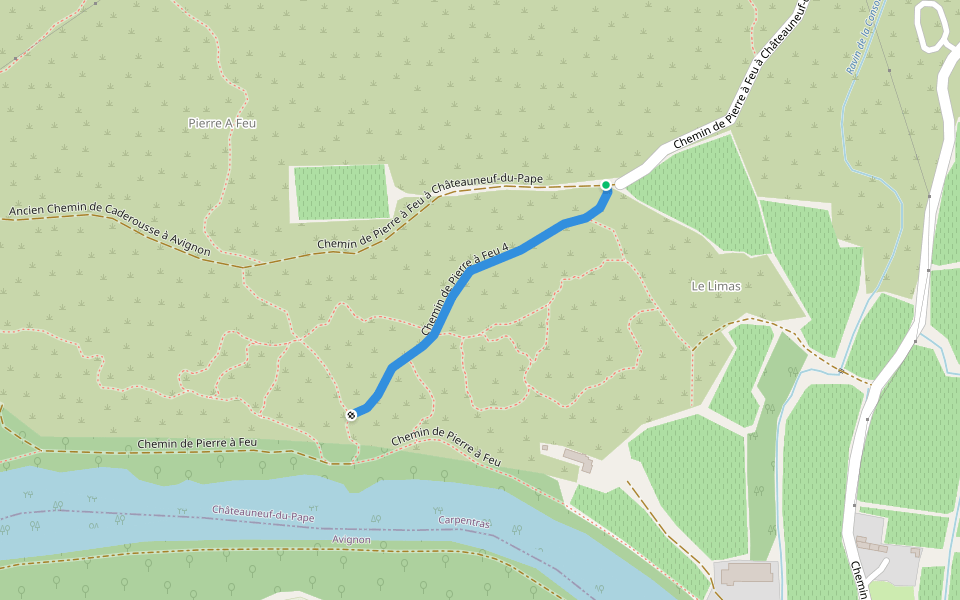 Chemin de Pierre à Feu 4 walking route map in Châteauneuf-du-Pape