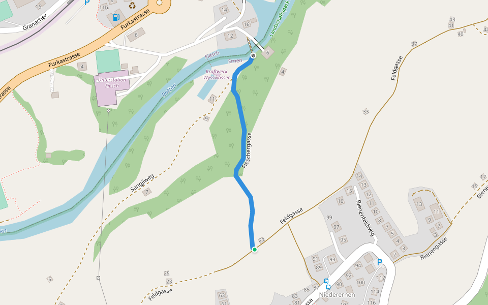 Fieschergasse walking route map in Ernen
