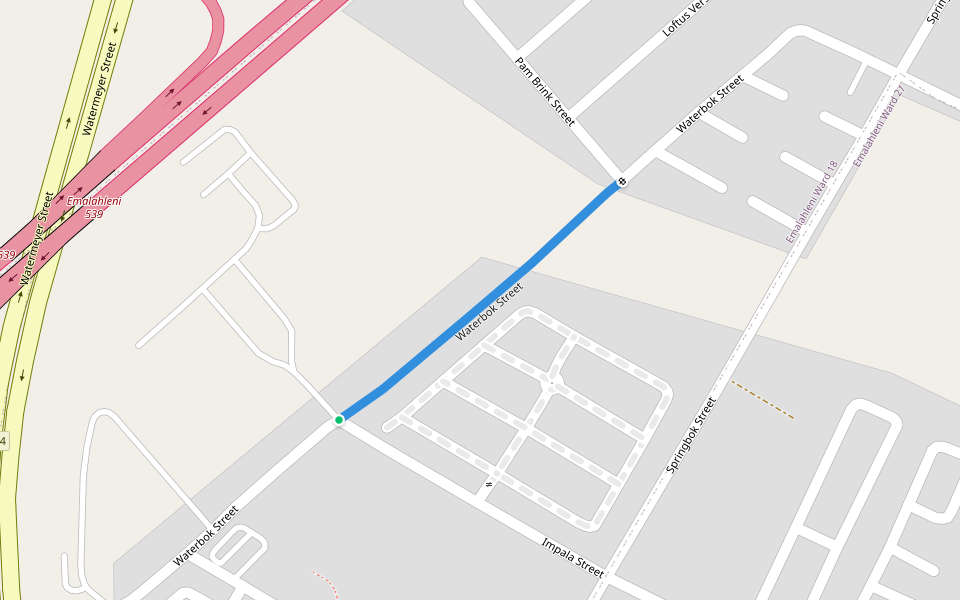 Waterbok Street walking route map in eMalahleni