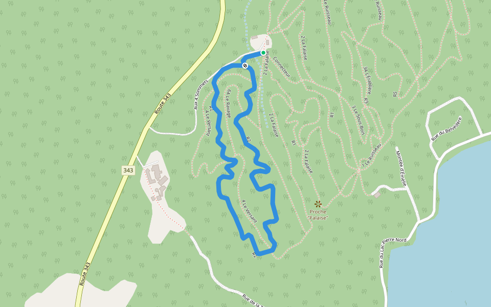 R2 walking route map in Saint-Alphonse-Rodriguez