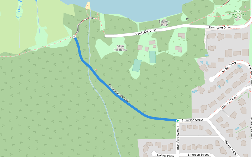 Second Beach Trail walking route map in Burnaby