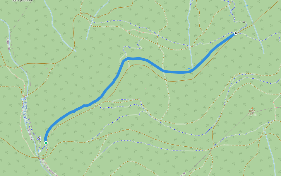 Tajemný walking route map in Stará Červená Voda
