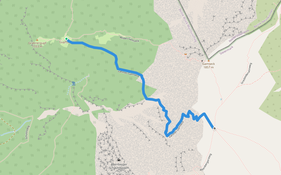 Zahmes Gamseck walking route map in In der Naß