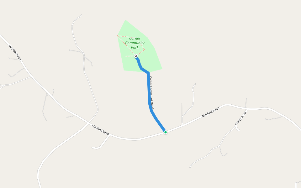 Corner Comm Park Road walking route map in Warrior