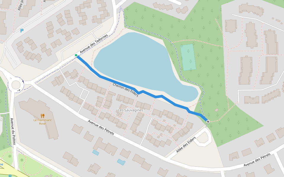 Chemin des Eiders walking route map in Les Mathes