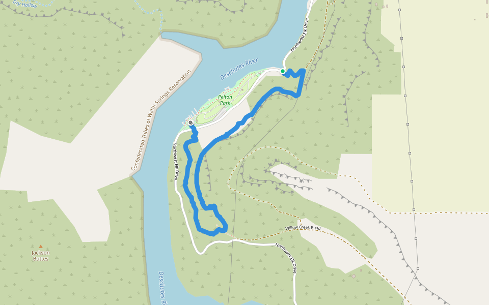 Lake Simtustus Hiking Trail walking route map in Madras
