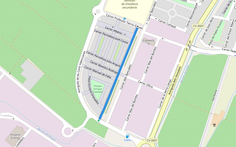 Carrer dels Bancalets walking route map in Puzol