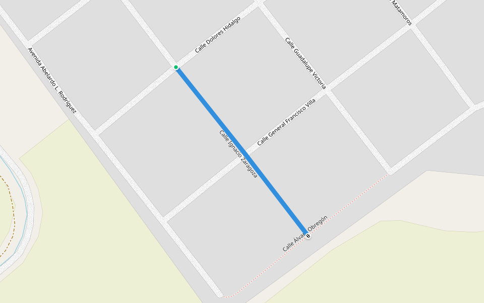 Calle Ignacio Zaragoza walking route map in Agiabampo Dos