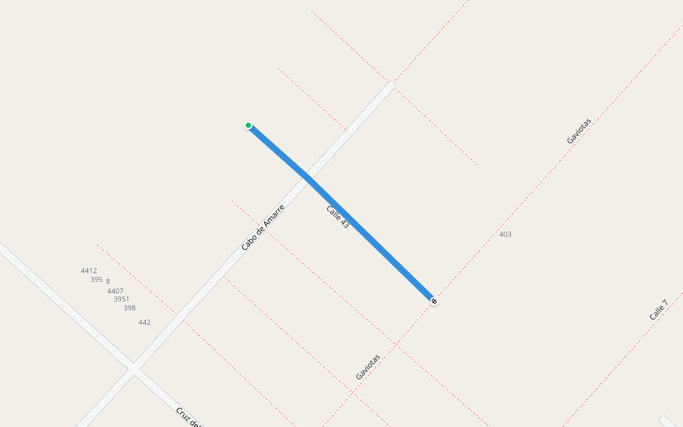 Calle 43 walking route map in La Esmeralda