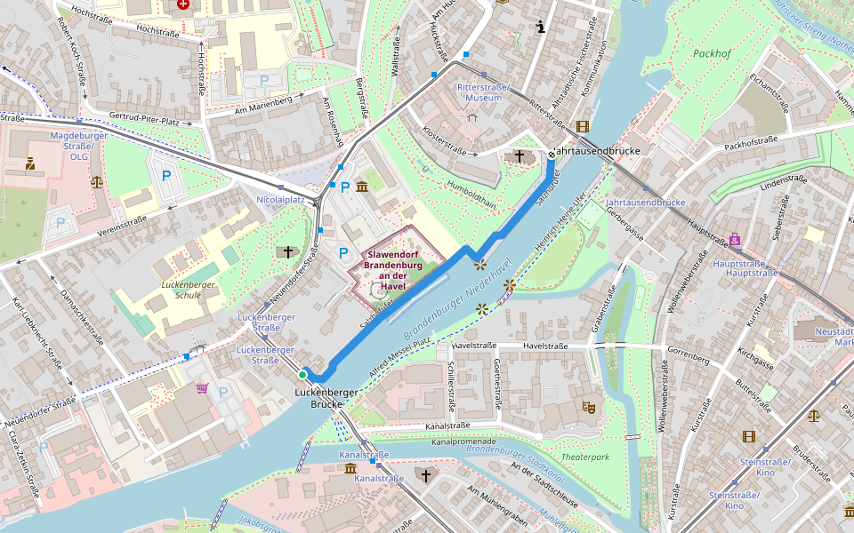 Salzhofufer walking route map in Brandenburg an der Havel