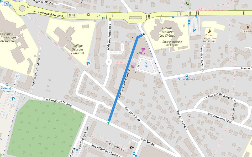Allée Théophile Gautier walking route map in Herblay-sur-Seine