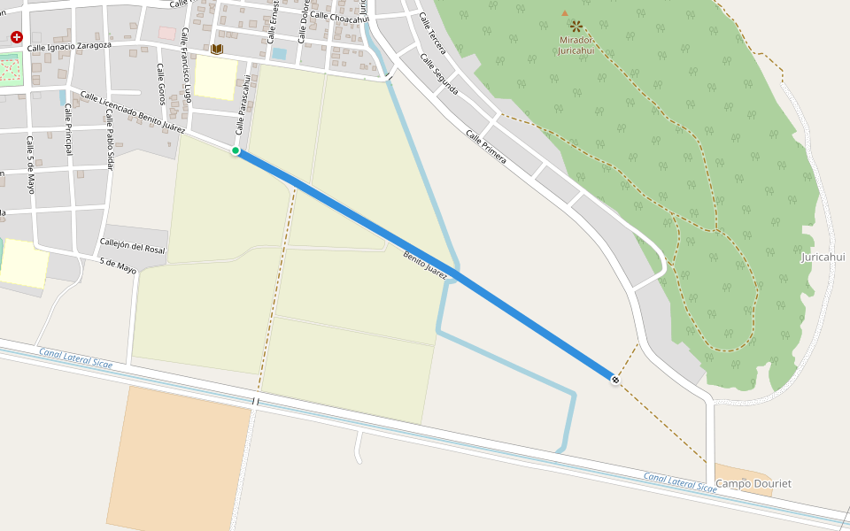 Benito Juarez walking route map in San Miguel Zapotitlán