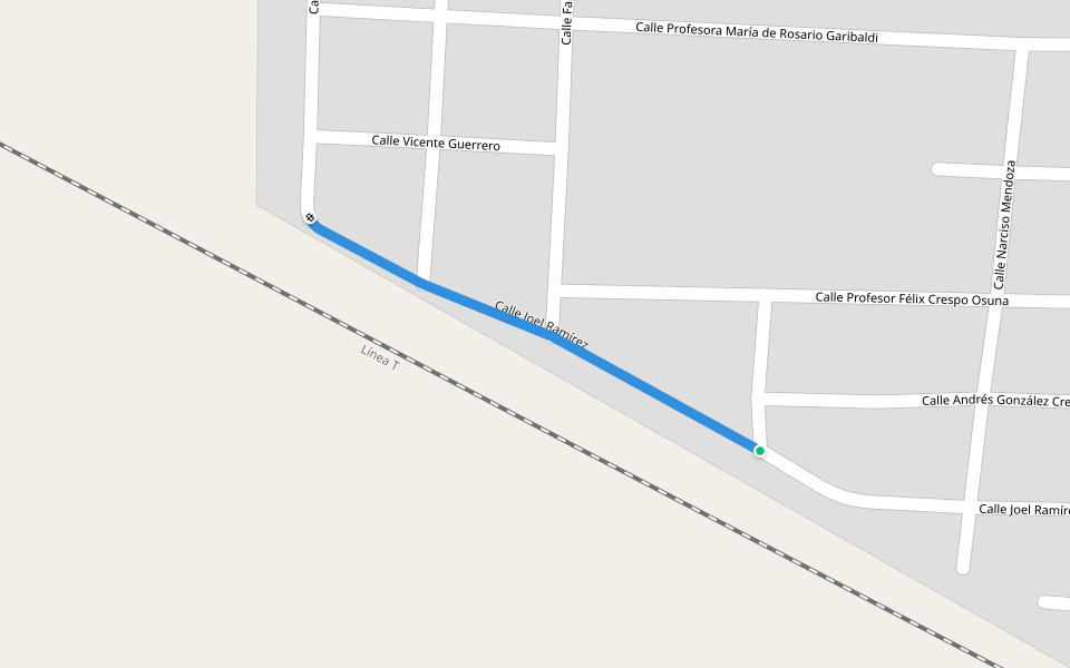 Calle Joel Ramírez walking route map in Escuinapa de Hidalgo