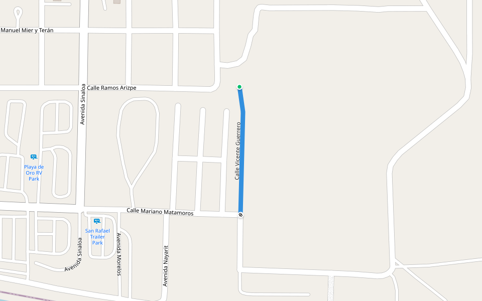 Calle Vicente Guerrero walking route map in Puerto Peñasco