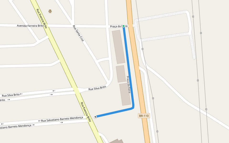 Praça da Feira walking route map in Ribeira do Pombal