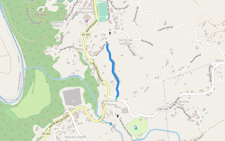 Caminho das Fontainhas walking route map in Mondim de Basto