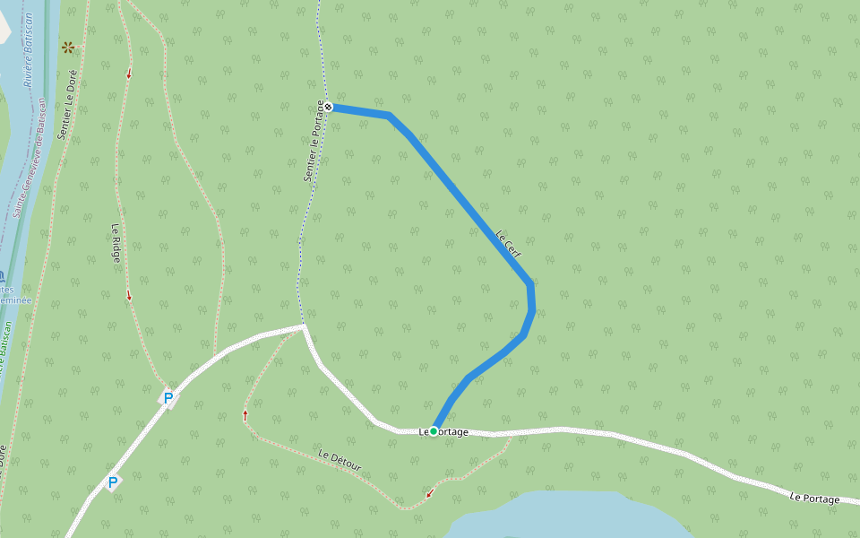 Le Cerf walking route map in Sainte-Geneviève-de-Batiscan