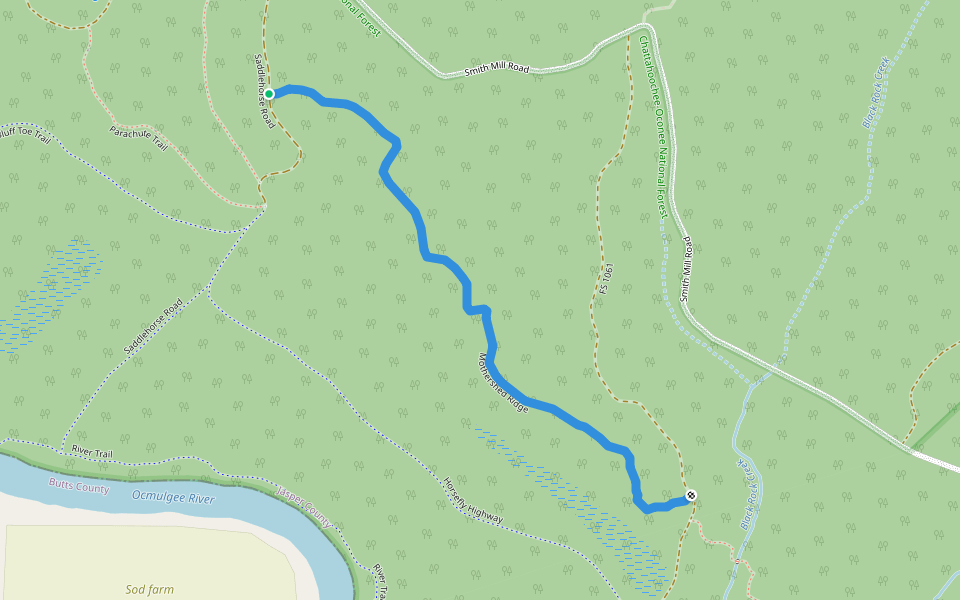 Mothershed Ridge walking route map in Monticello