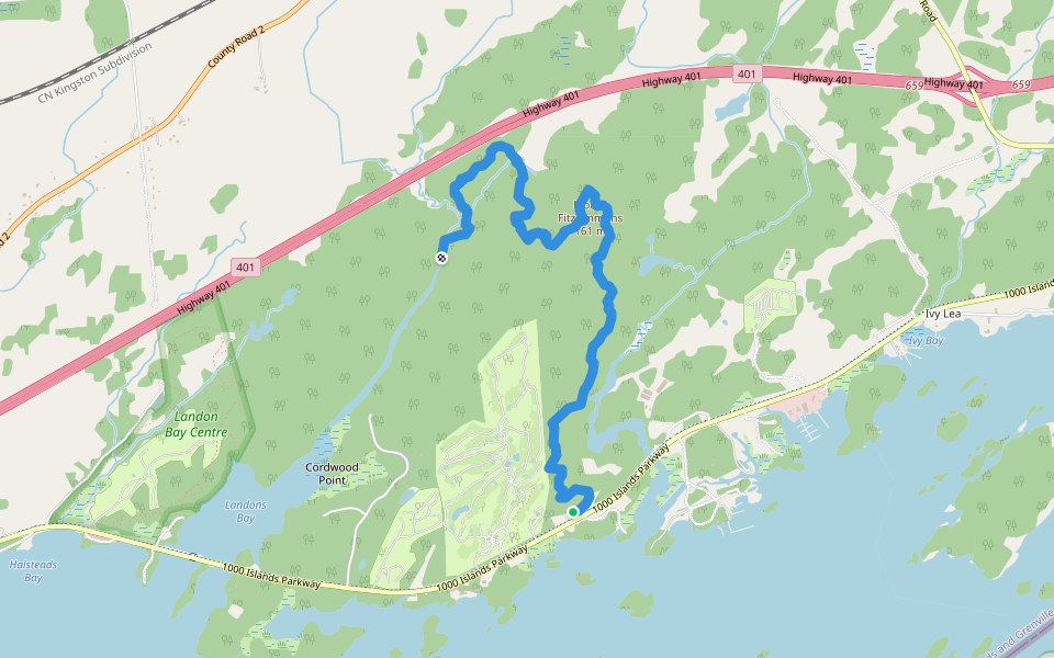 Fitzsimmons Trail walking route map in Lansdowne