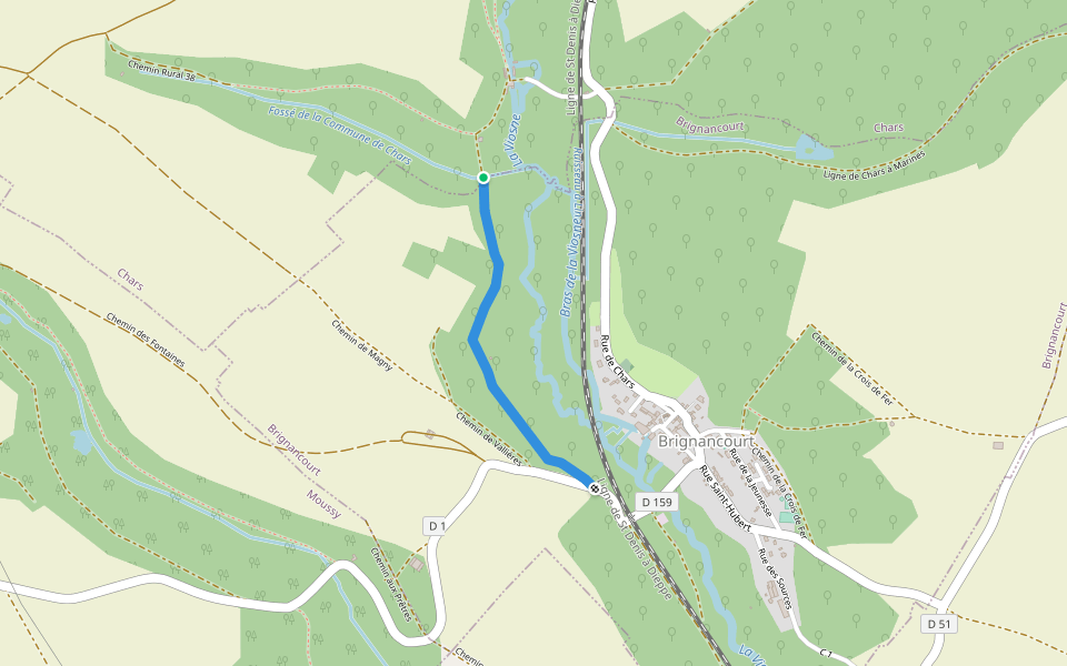 Chemin de la Voierie walking route map in Chars
