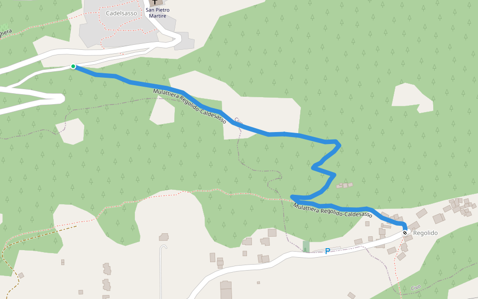 Mulattiera Regolido-Caldesasso walking route map in Cadelsasso