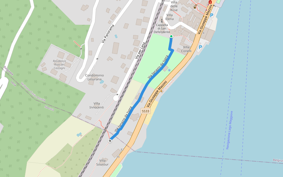 Via Ignazio da Ispra walking route map in Belgirate