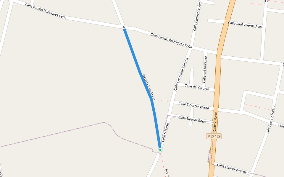 Avenida 5 de Mayo walking route map in Teteles de Ávila Castillo