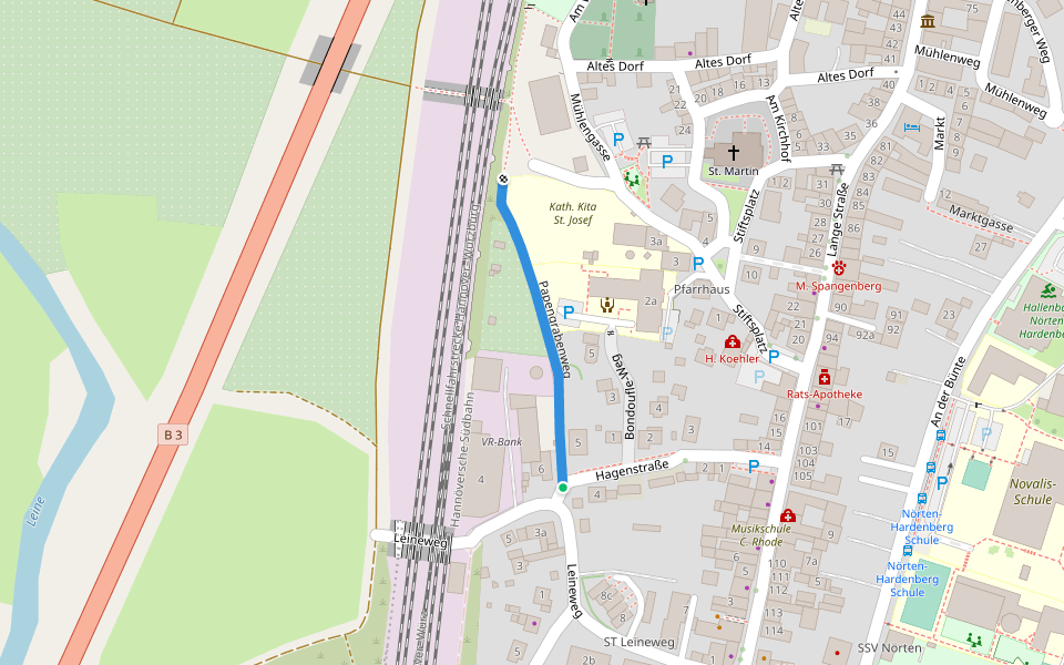 Papengrabenweg walking route map in Nörten-Hardenberg