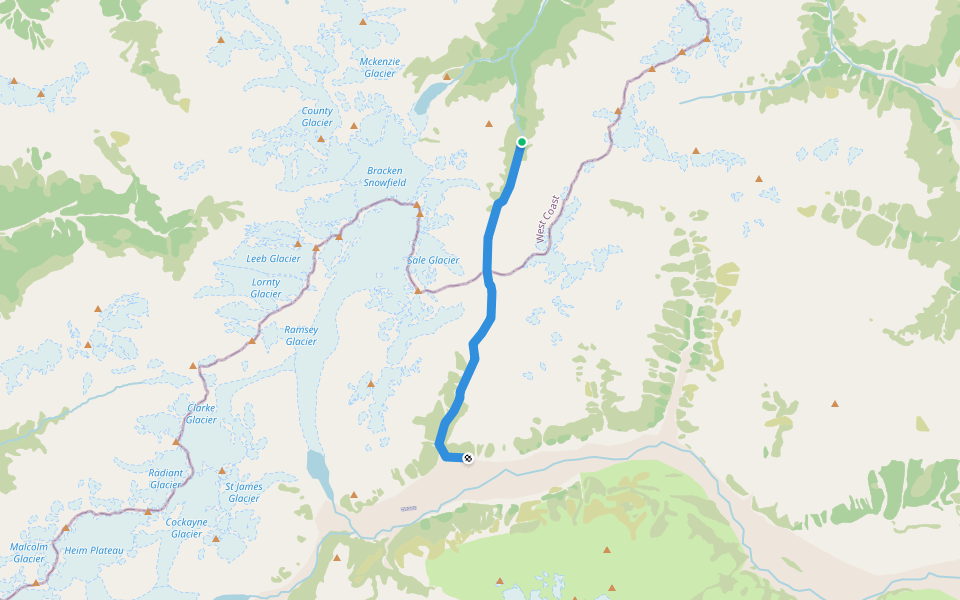 (route only - unmarked) walking route map in Kakapotahi