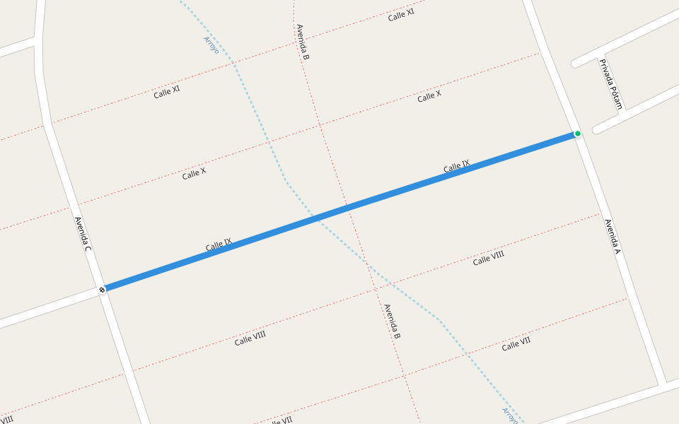 Calle IX walking route map in San Carlos