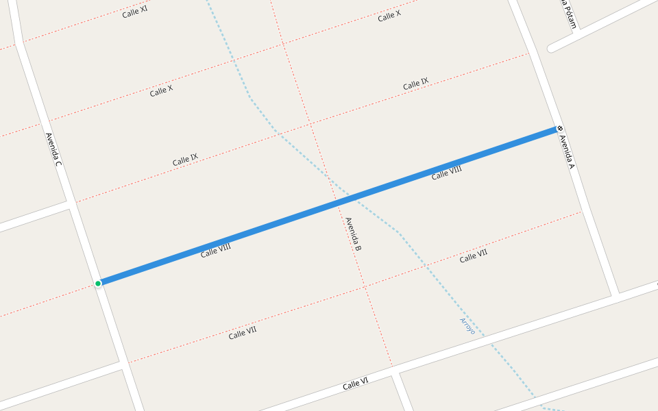 Calle VIII walking route map in El Caballito