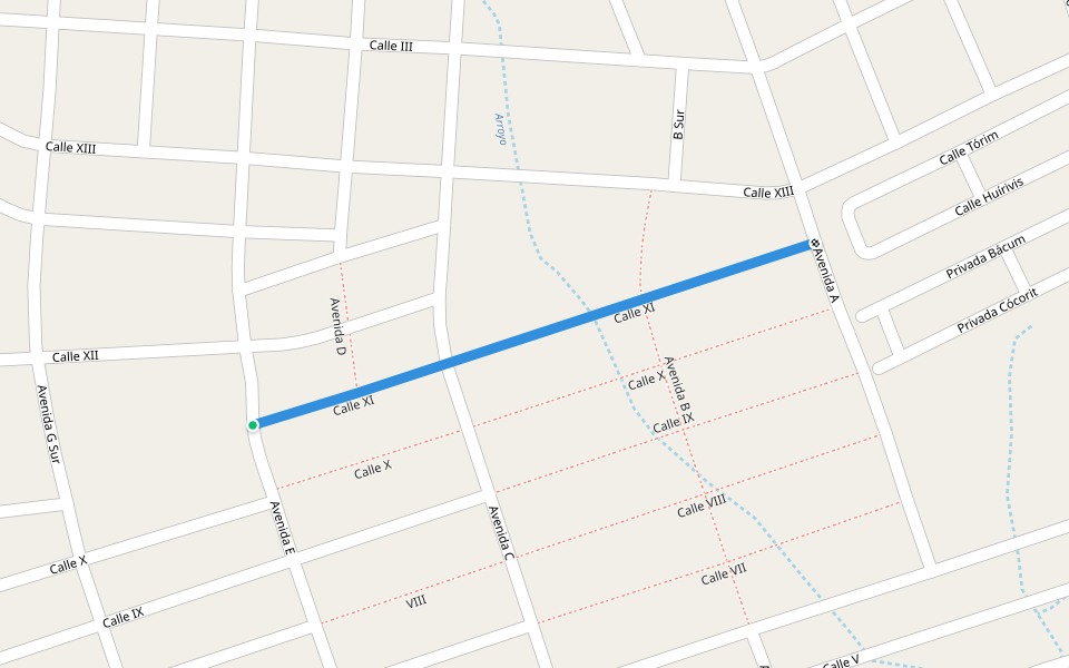 Calle XI walking route map in El Caballito