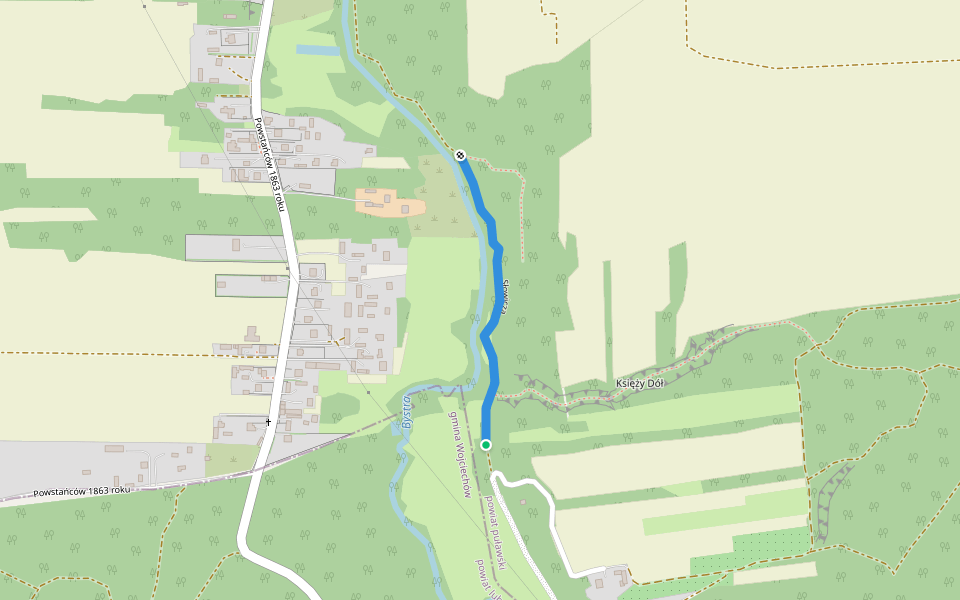 Słowicza walking route map in Nałęczów