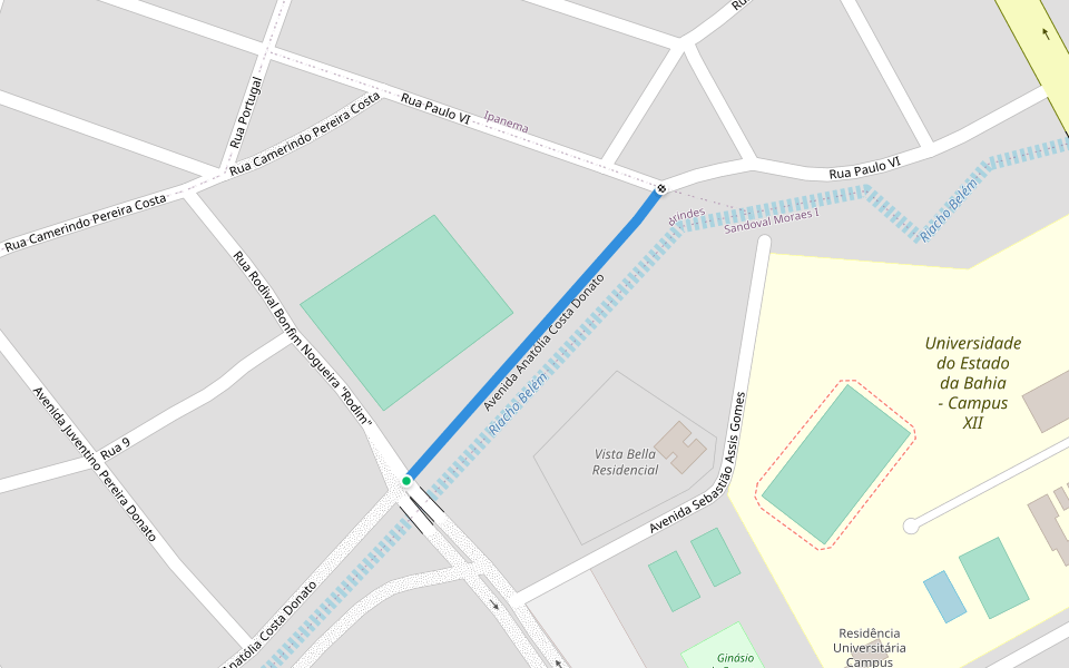 Avenida Sanitária walking route map in Guanambi