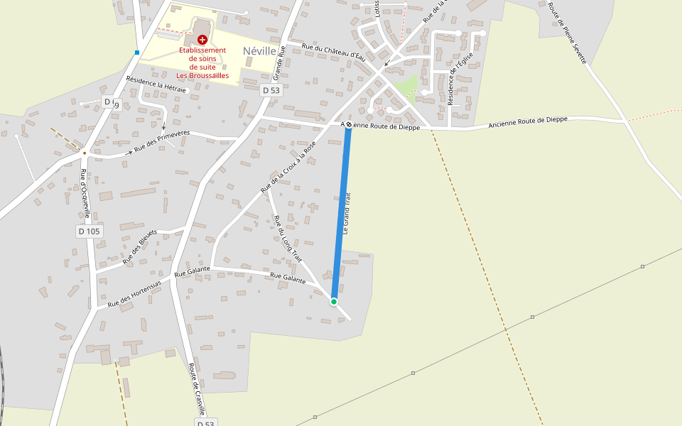 Le Grand Trait walking route map in Néville